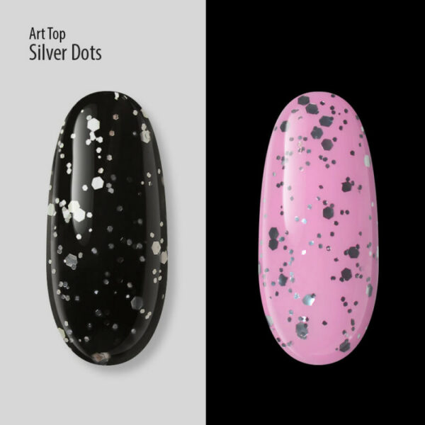 PNB - Art Top PNB, Silver Dots, No Wipe, 8 ml - טופ ארט נקודות כסף ללא נטרול - Image 3