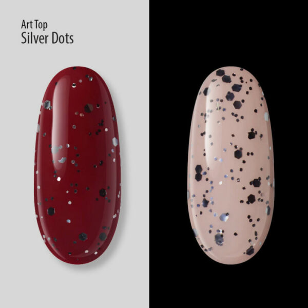PNB - Art Top PNB, Silver Dots, No Wipe, 8 ml - טופ ארט נקודות כסף ללא נטרול - Image 2