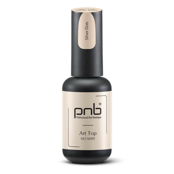 PNB - Art Top PNB, Silver Dots, No Wipe, 8 ml - טופ ארט נקודות כסף ללא נטרול - Image 4