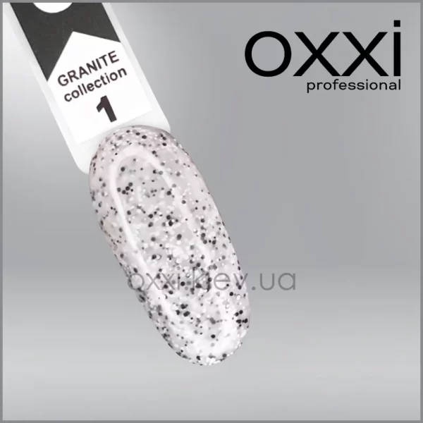 Гель-лак Granite Oxxi 1, білий з крихтою, 10мл
