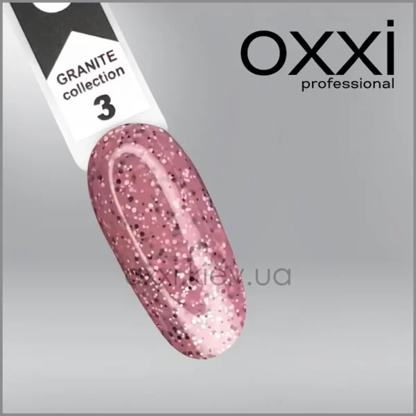 Гель-лак Granite Oxxi 3, попелясто-рожевий з крихтою, 10мл