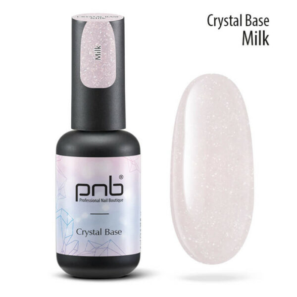 PNB - Reflective base for nails, milky / Crystal Base PNB, 8 ml - כאבר בייס פלאש קריסטל חלבי 8 מל