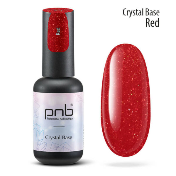 PNB - Reflective base for nails, red / Crystal Base PNB, 8 ml -  כאבר בייס פלאש קריסטל אדום 8 מל