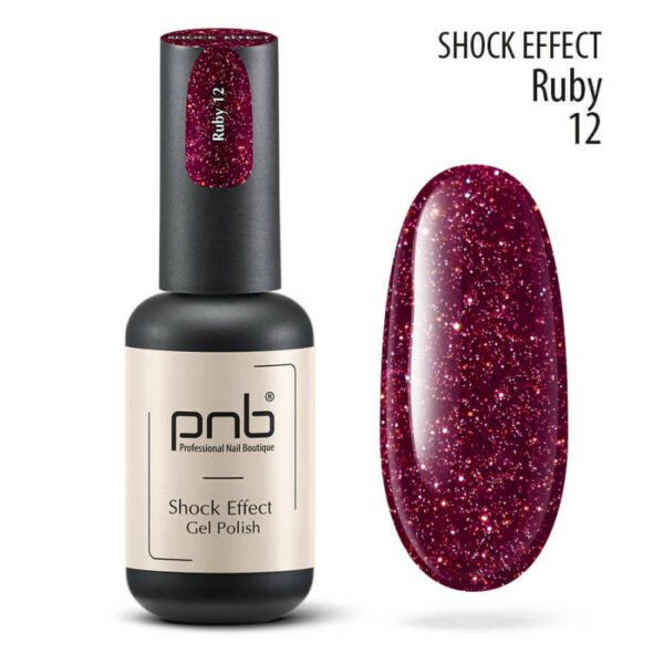 PNB - Gel polish PNB 8ml - Shock Effect, Ruby 12 - אפקט שוק - 12 פלאש