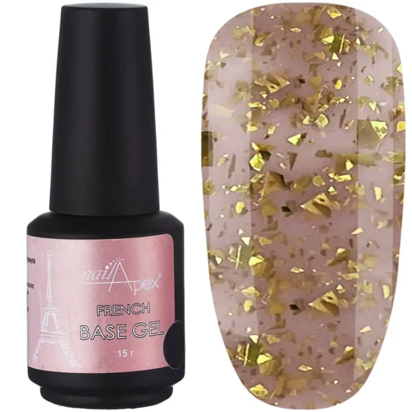 NAILAPEX - French base POTAL №13, 15 ml beige with gold - כאבר בייס פרנץ' פוטל 13