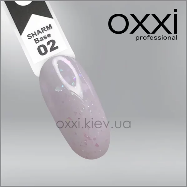Камуфлююча база для гель-лаку OXXI Sharm base 2, молочна з шимером, 15 мл
