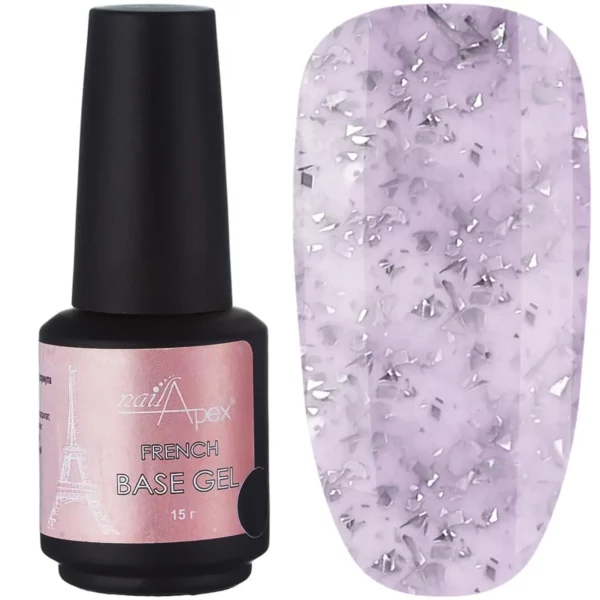 NAILAPEX - French base POTAL №15, 15 ml purple with silver - כאבר בייס פרנץ' פוטל 15