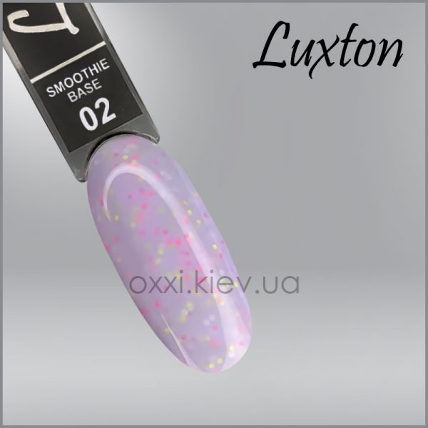 LUXTON - COVER BASE WITH CONFETTI SMOOTHIE soft purple with confetti No, 2. 10ml - כאבר בייס קונפטי 10 מל, 02 - Image 2