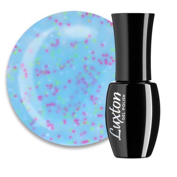 LUXTON - COVER BASE WITH CONFETTI SMOOTHIE soft blue with confetti No, 3. 10ml - כאבר בייס קונפטי 10 מל, 03