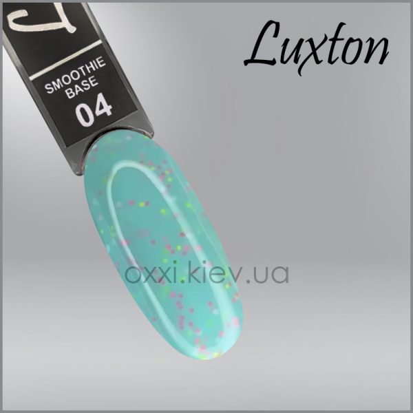 LUXTON - COVER BASE WITH CONFETTI SMOOTHIE light mint-turquoise with confetti No, 4. 10ml - כאבר בייס קונפטי 10 מל, 04 - Image 2