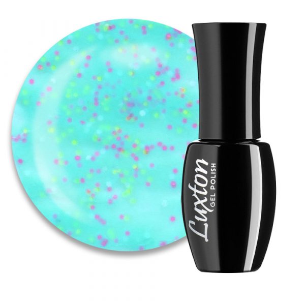 LUXTON - COVER BASE WITH CONFETTI SMOOTHIE light mint-turquoise with confetti No, 4. 10ml - כאבר בייס קונפטי 10 מל, 04