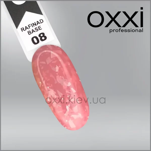 Камуфлююча база Rafinad Base Oxxi Professional 8, світло-рожева з поталлю, 15мл