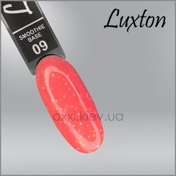 LUXTON - COVER BASE WITH CONFETTI SMOOTHIE pink peach with confetti No, 9. 10ml - כאבר בייס קונפטי 10 מל, 09 - Image 2