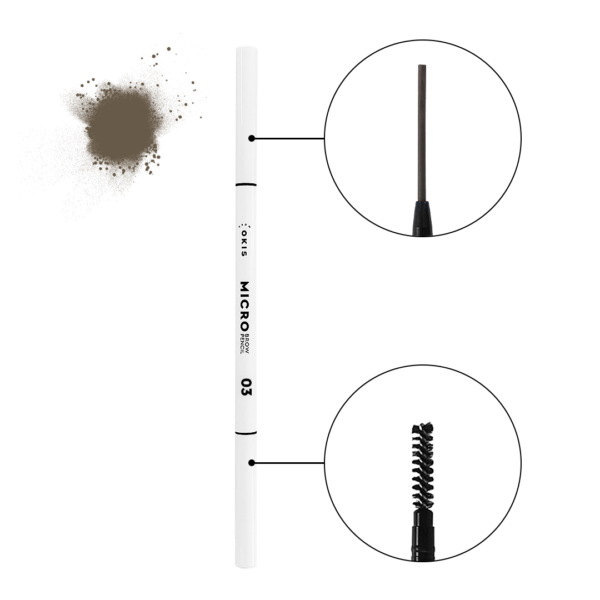 OKIS BROW - Powder pencil for eyebrows Gentle Brown 03, 0.5 g - עיפרון אבקה לגבות צבע חום עדין 03 - Image 2