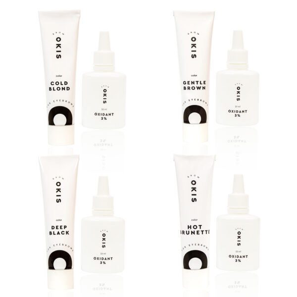 OKIS - Eyebrow cream paint with oxidizer with henna extract in a set of 4 colors in a tube - צבע קרם גבות עם מחמצן עם תמצית חינה בסט של 4 צבעים בשפופרת - Image 2