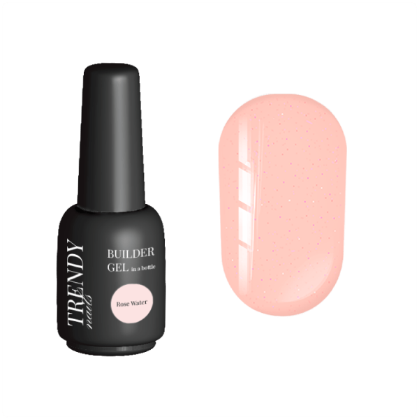 TRENDY - Builder Gel in a bottle Rose Water 15 ml - ג'ל בנייה בקבוק 15 מל ורד מעושן עם נצנץ ורוד עדין