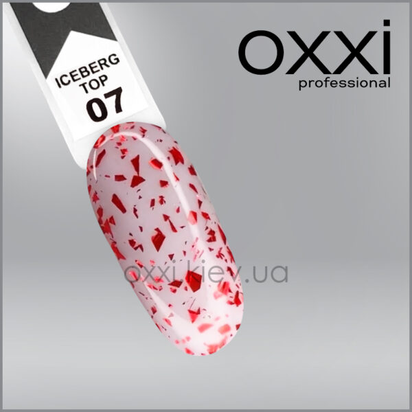 OXXI - TOP WITHOUT A STICKY LAYER ICEBERG TOP 7 WITH GLITTER, 10 ML - טופ אייסברג ללא נטרול 07