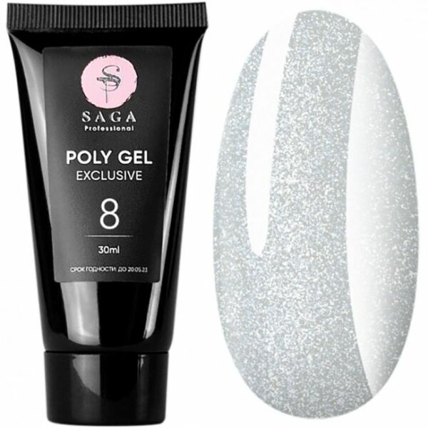 SAGA - Полігель EXCLUSIVE Poly Gel №08 молочний з шиммером 30 мл