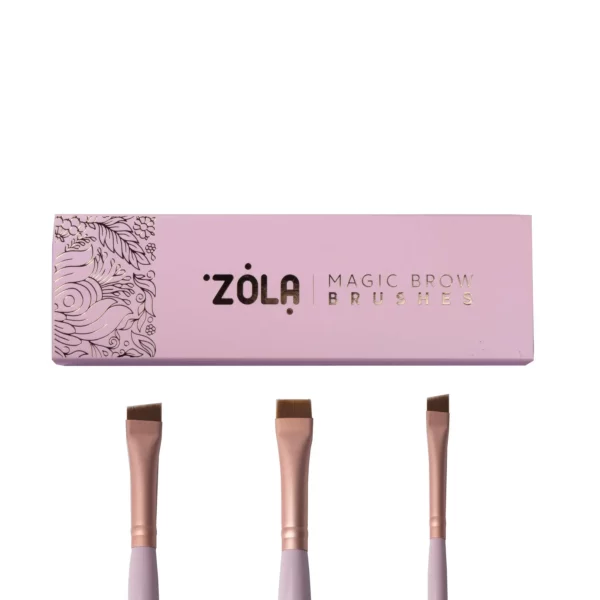 ZOLA - set of professional brushes for coloring eyebrows MAGIC BROW BRUSHES light pink - סט מברשות מקצועיות לצביעת גבות