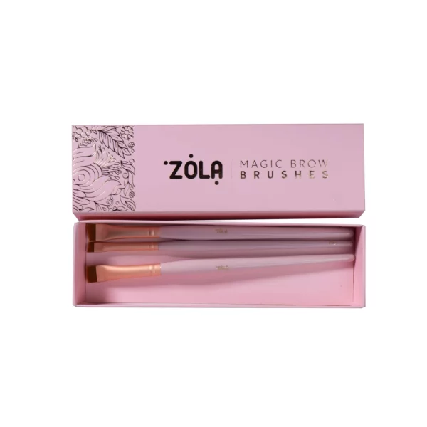 ZOLA - set of professional brushes for coloring eyebrows MAGIC BROW BRUSHES light pink - סט מברשות מקצועיות לצביעת גבות - Image 2