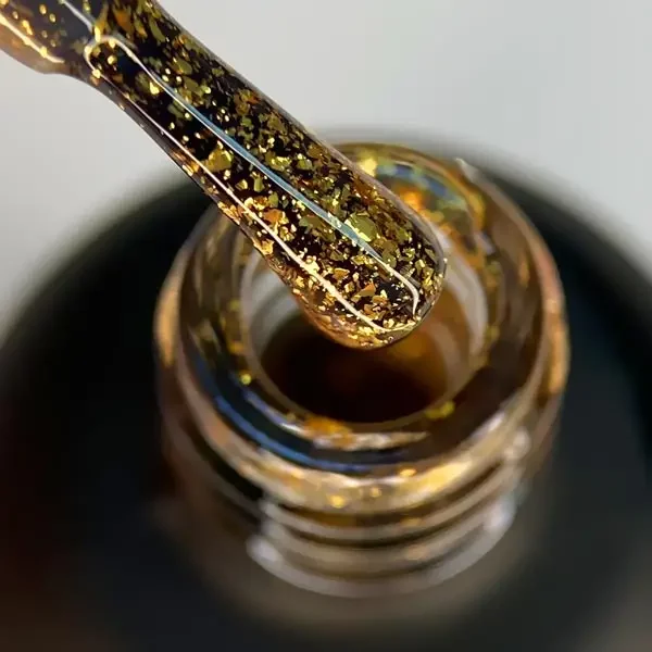 ART Shell Top Gold - топ для гель-лаку із золотими пластівцями, 10 мл - Image 3