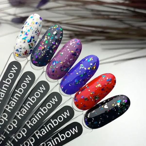 ART Shell Top Rainbow - топ для гель-лаку з різнокольоровими пластівцями, 10 мл - Image 2