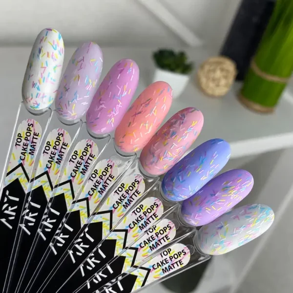 ART Top Cake Pops Matte - матовий топ з кольоровим посипанням без ЛШ, 10 мл - Image 4