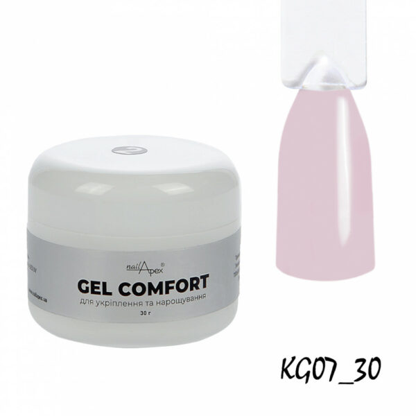 nailApex - Gel without shaving COMFORT GEL #7 light pink, 30g - 07 - ג'ל בנייה קומפורט 30 גרם צבע ורוד בהיר - Image 2