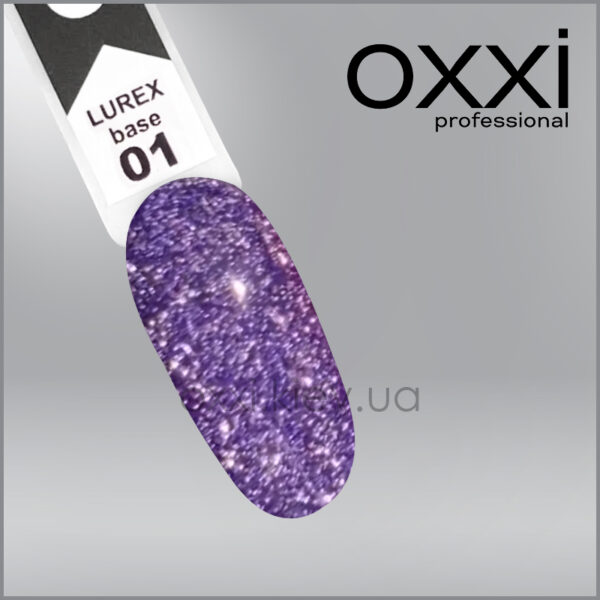 Камуфлююча база для гель-лаку Oxxi Professional Lurex Base 1,індиго, світловідбивна, 10мл - Image 2