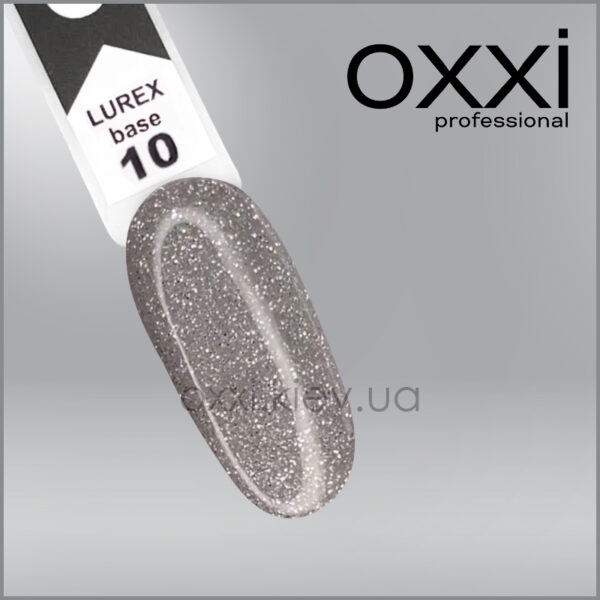 Камуфлююча база для гель-лаку Oxxi Professional Lurex Base 10, срібло, світловідбивна, 10мл