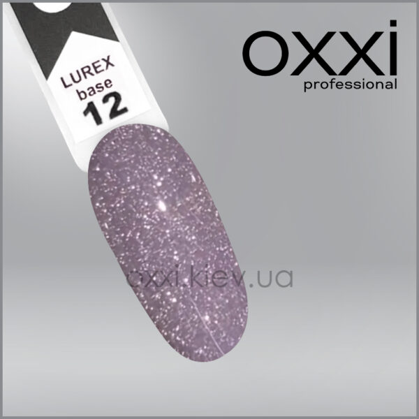 Камуфлююча база для гель-лаку Oxxi Professional Lurex Base 12, бузковий дим, світловідбивна, 10мл - Image 2