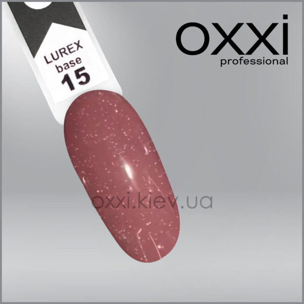 Камуфлююча база для гель-лаку Oxxi Professional Lurex Base 15, молочний шоколад, світловідбивна, 10мл - Image 2