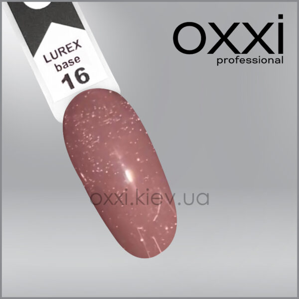 Камуфлююча база для гель-лаку Oxxi Professional Lurex Base 16, какао з шоколадом, світловідбивна, 10мл - Image 2