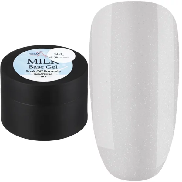 NailApex - Milk & Shimmer milk base, 30 ml with shimmer - בייס כאבר חלבי עם שימר 30 מל