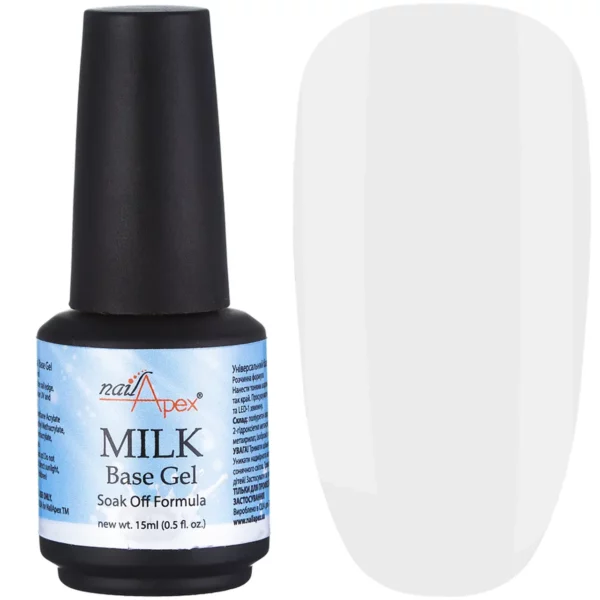 NailApex - Milk base cover, 15 ml - בייס כאבר חלבי 15 מל