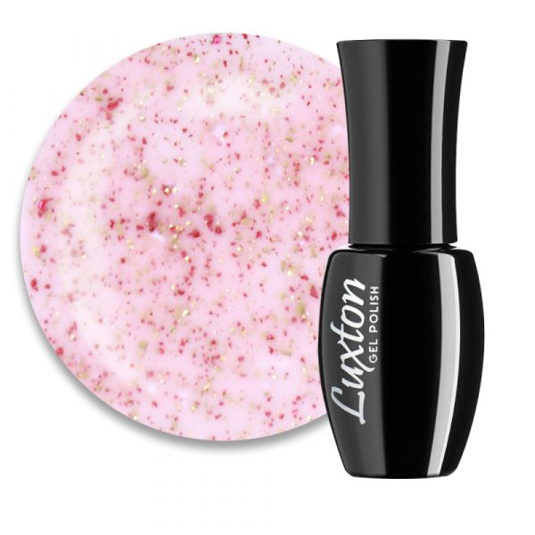 LUXTON - CAMOUFLAGE ROKS BASE soft pink with a mix of glitter and white mica. gold and red colors No. 6, 10ML - בייס כאבר רוקס 10 מל מס, 06