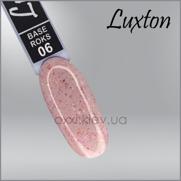 LUXTON - CAMOUFLAGE ROKS BASE soft pink with a mix of glitter and white mica. gold and red colors No. 6, 10ML - בייס כאבר רוקס 10 מל מס, 06 - Image 2