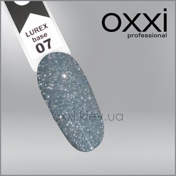 Камуфлююча база для гель-лаку Oxxi Professional Lurex Base 7, зелена, світловідбивна, 10мл - Image 2