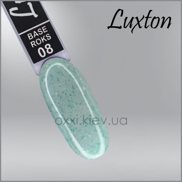 LUXTON - CAMOUFLAGE ROKS BASE delicate mint with sparkles and mica of turquoise and white colors No. 8, 10ML - בייס כאבר רוקס 10 מל מס, 08 - Image 2