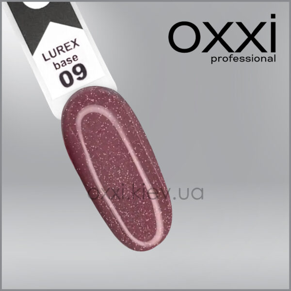 Камуфлююча база для гель-лаку Oxxi Professional Lurex Base 9, брют роуз, світловідбивна, 10мл