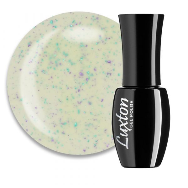 LUXTON - CAMOUFLAGE ROKS BASE pale lemon with a mix of green-turquoise and purple glitter and mica No. 9, 10ML - בייס כאבר רוקס 10 מל מס, 09