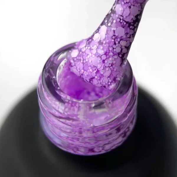 Гель-лак ART Bubble №B007 (напівпрозорий фіолетовий з білими пластівцями), 10 мл - Image 3