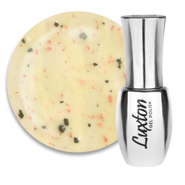 LUXTON - BASE ONYX. gentle yellow with black and white flakes and peach undertones. No. 10, 10ML - בייס כאבר אוניקס 10 מל צהוב עדין עם פתיתים שחורים ולבנים ותתי גווני אפרסק - מס' 10