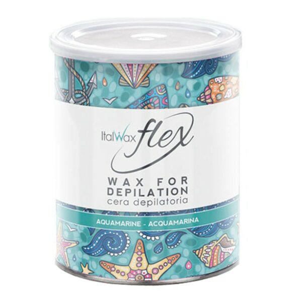 Italwax - Warm wax in a jar FLEX - Aquamarine, 800 g - שעווה חמה בצנצנת פלקס - אקוומרין, 800 גרם