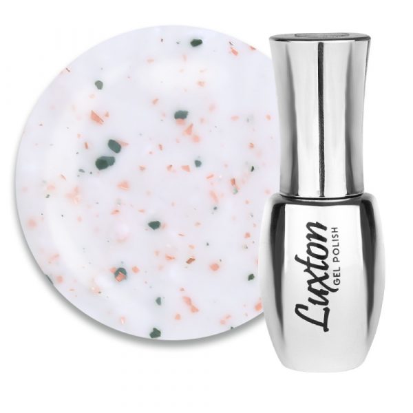LUXTON - BASE ONYX. Creamy white with black flakes and peach tint. No. 5, 10ML - בייס כאבר אוניקס 10 מל לבן שמנת עם פתיתים שחורים וגוון אפרסק - מס' 05