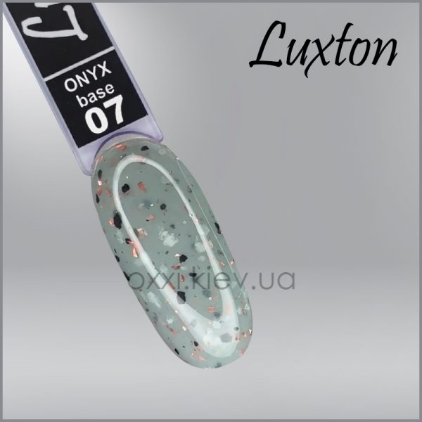 LUXTON - BASE ONYX. light gray with black flakes and peach tint. No. 7, 10ML - בייס כאבר אוניקס 10 מל אפור בהיר עם פתיתים שחורים וגוון אפרסק - מס' 07 - Image 2