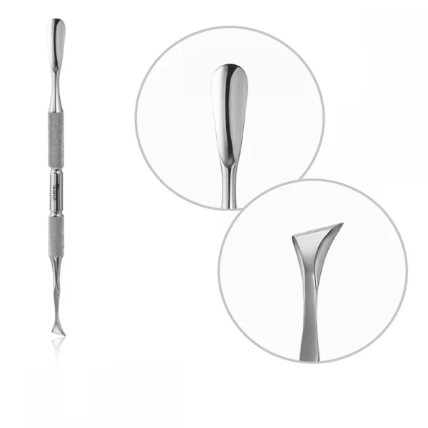 RAIZ - MANICURE SPATULA WORK FORM 2 (ROUNDED PUSHER + CURVED BLADE) - 2 - דוחף עור מעוגל + להב מעוקל - Image 2
