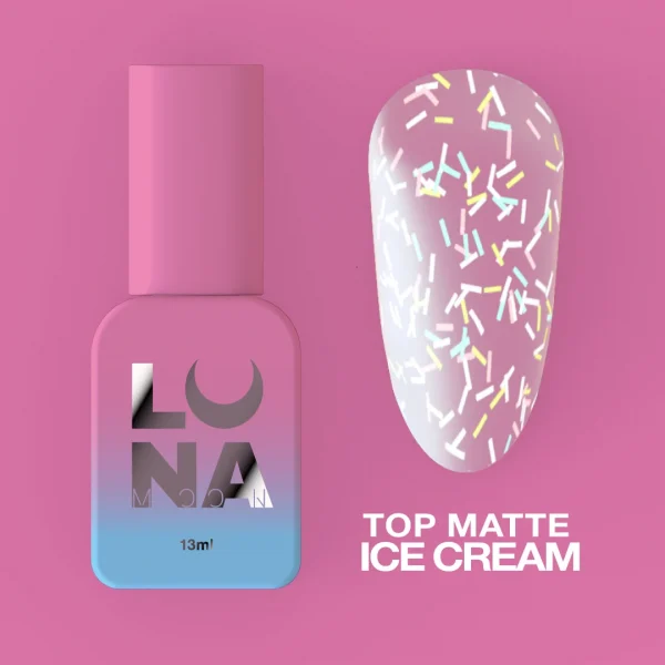 LUNA MOON - Матовий топ без липкого шару Top Matte Ice Cream 13ml