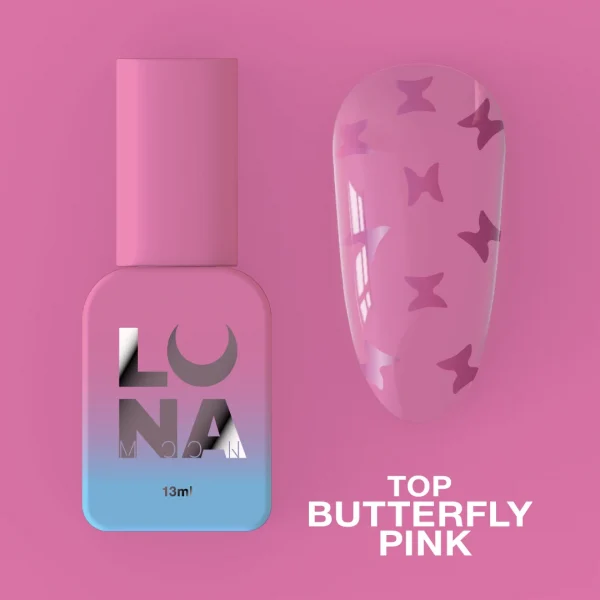 LUNA MOON - Топ для гель-лаку Top Butterfly Pink 13ml