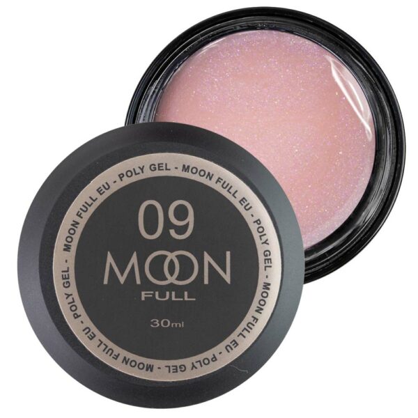 moon full - Полігель для нарощування Poly Gel №09 натурально-рожевий з шиммером, 30 мл.